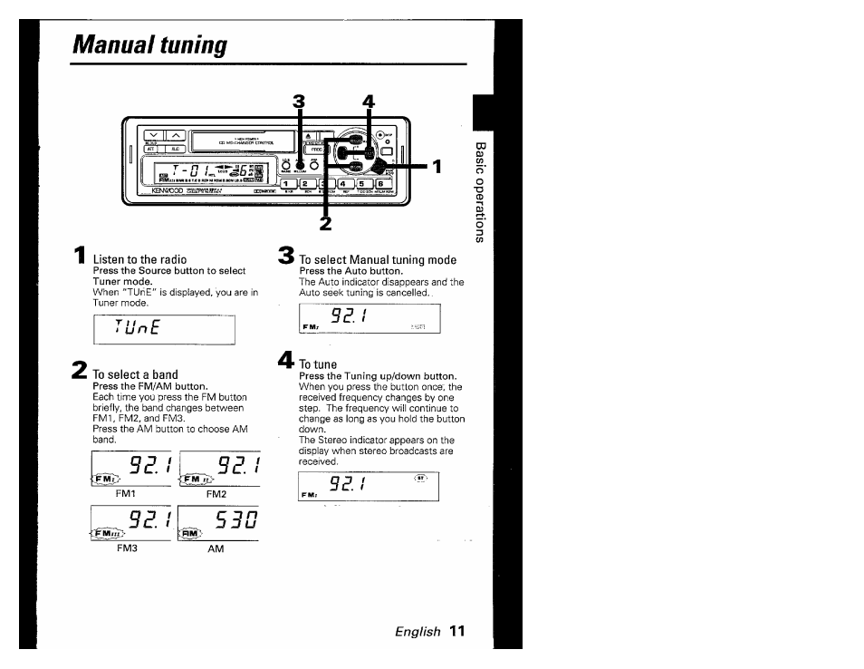 Manual tuning, 5 3 d | Kenwood KRC-601 User Manual | Page 11 / 48