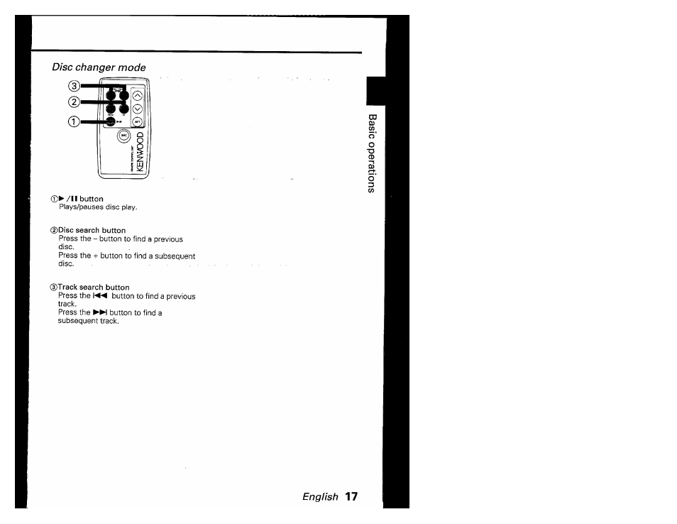 Disc changer mode, English | Kenwood KRC-601 User Manual | Page 17 / 48