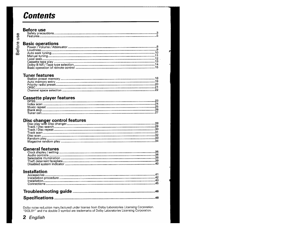 Kenwood KRC-601 User Manual | Page 2 / 48