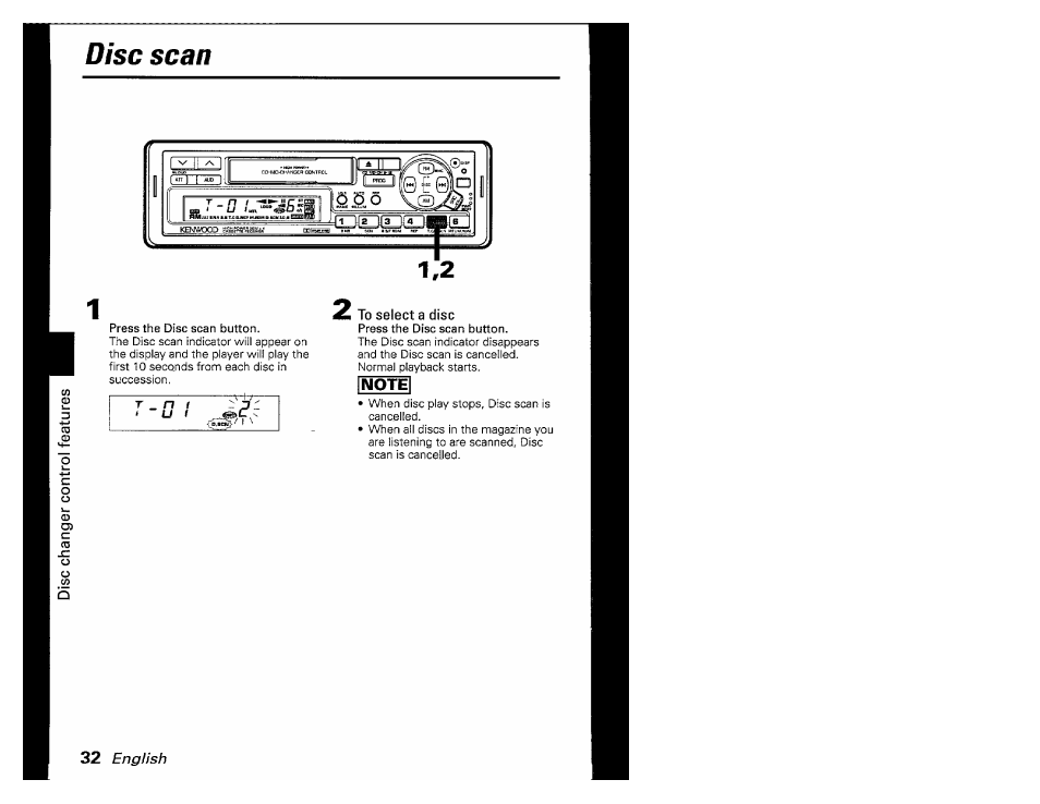 Disc scan | Kenwood KRC-601 User Manual | Page 32 / 48