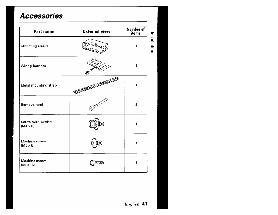 Accessories, Eng/ish 41 | Kenwood KRC-601 User Manual | Page 41 / 48