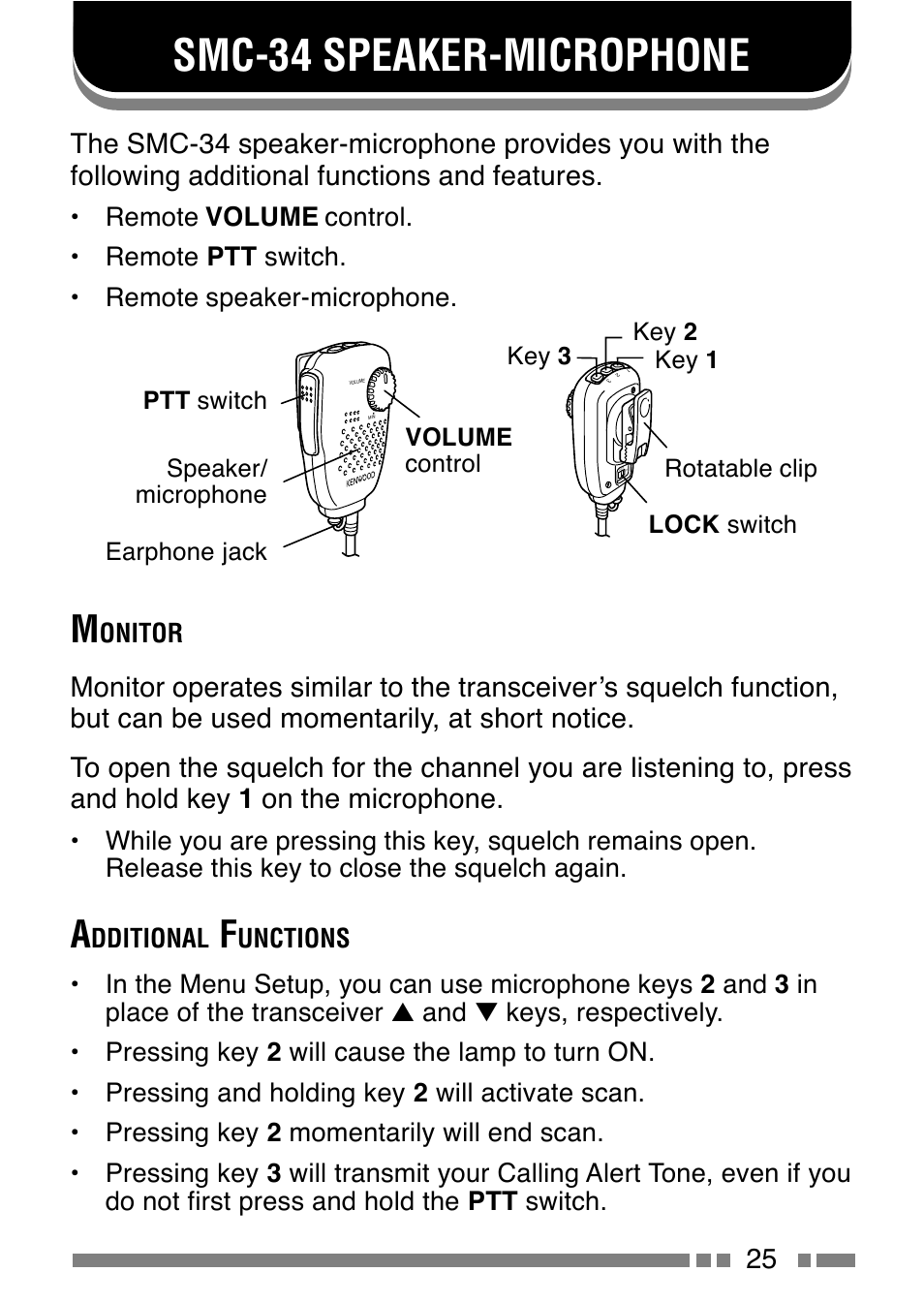 Smc-34 speaker-microphone | Kenwood UBZ-LJ8 User Manual | Page 27 / 30