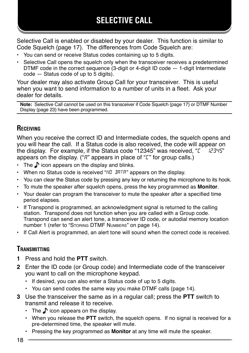 Selective call | Kenwood TK-7160 User Manual | Page 24 / 32