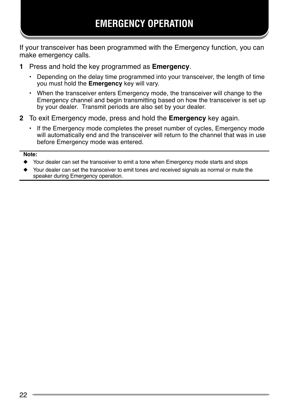 Emergency operation | Kenwood TK-7160 User Manual | Page 28 / 32