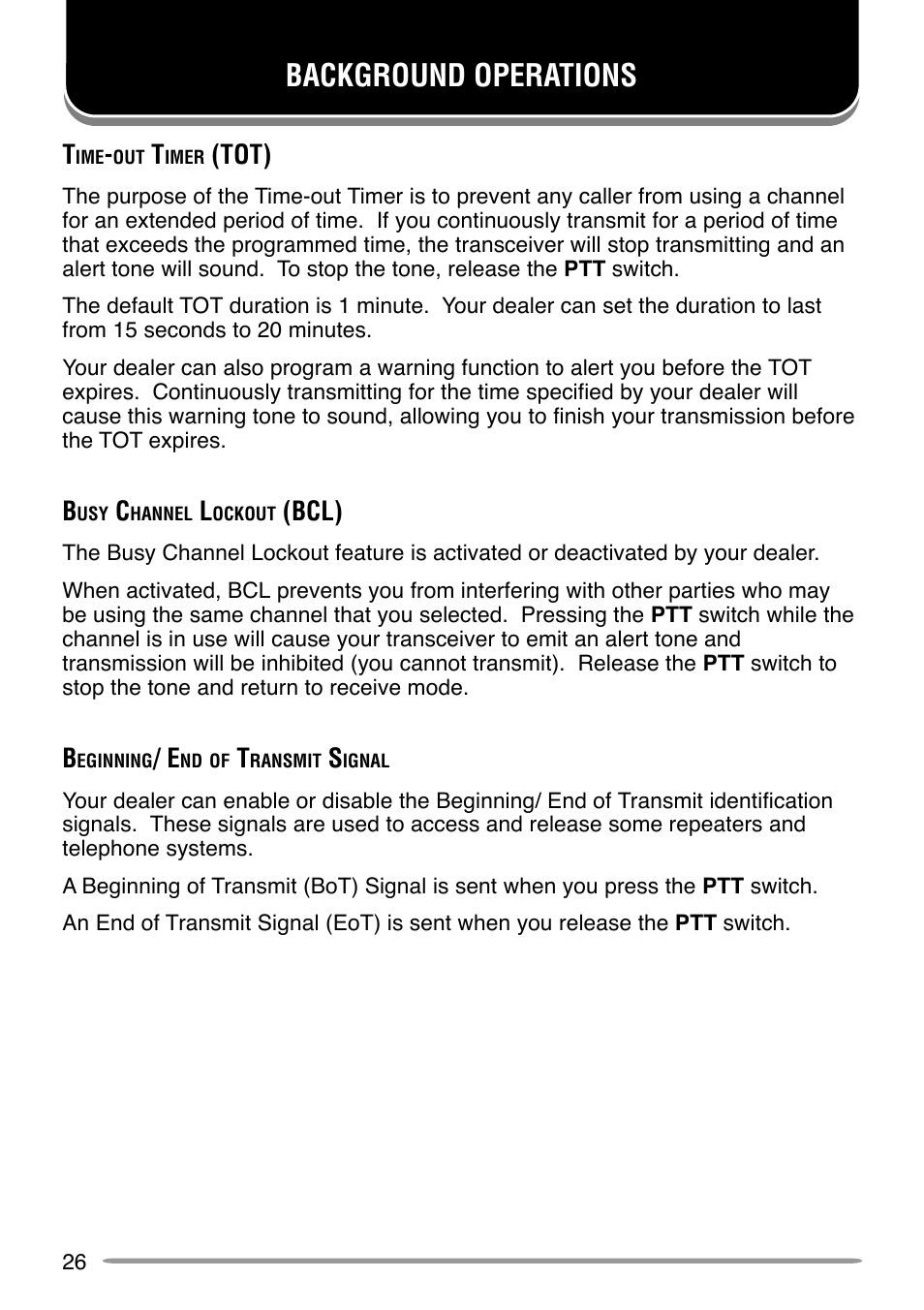 Background operations, Tot), Bcl) | Kenwood TK-7160 User Manual | Page 32 / 32