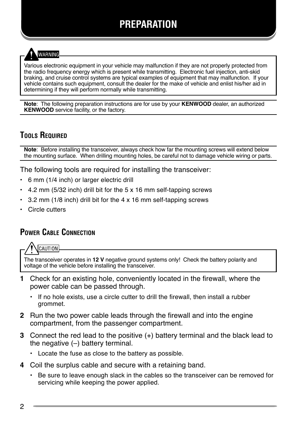 Preparation | Kenwood TK-7160 User Manual | Page 8 / 32