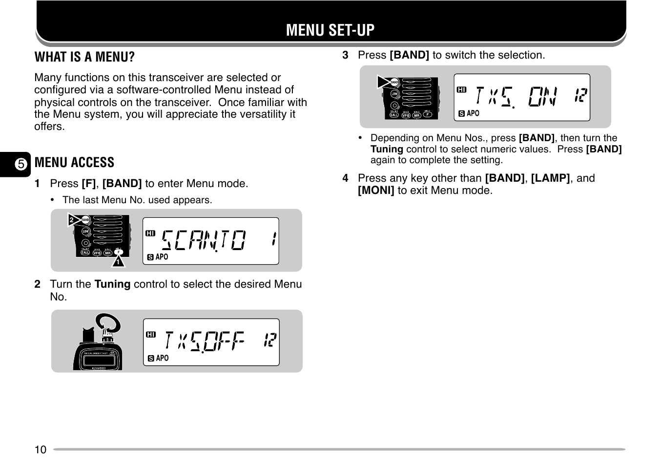 Menu set-up | Kenwood TH-G71E User Manual | Page 16 / 60