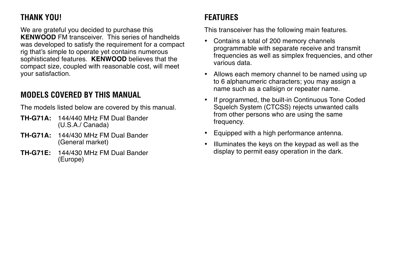 Microphone control | Kenwood TH-G71E User Manual | Page 2 / 60