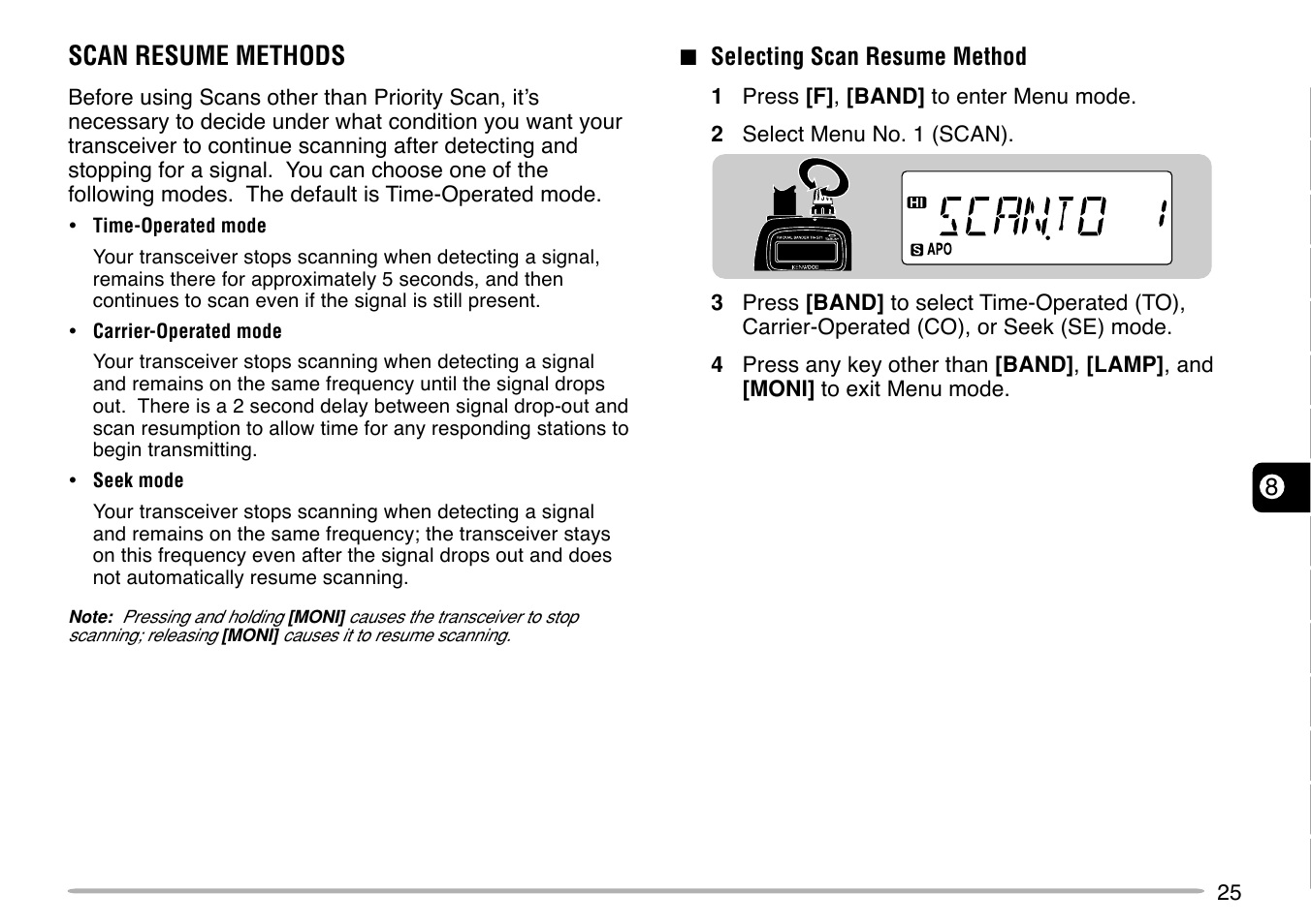 Scan resume methods | Kenwood TH-G71E User Manual | Page 31 / 60