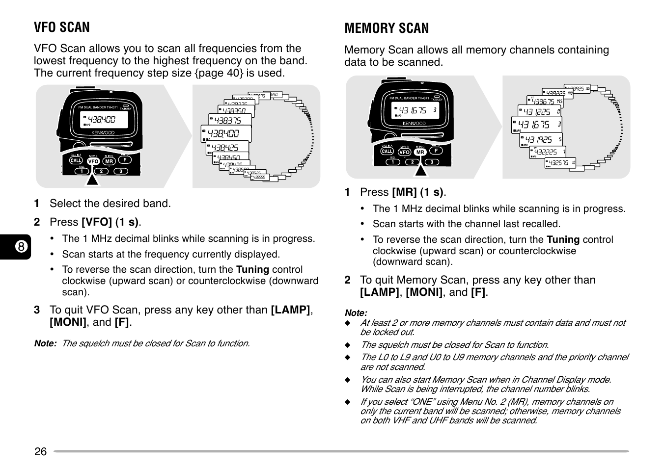 Vfo scan | Kenwood TH-G71E User Manual | Page 32 / 60