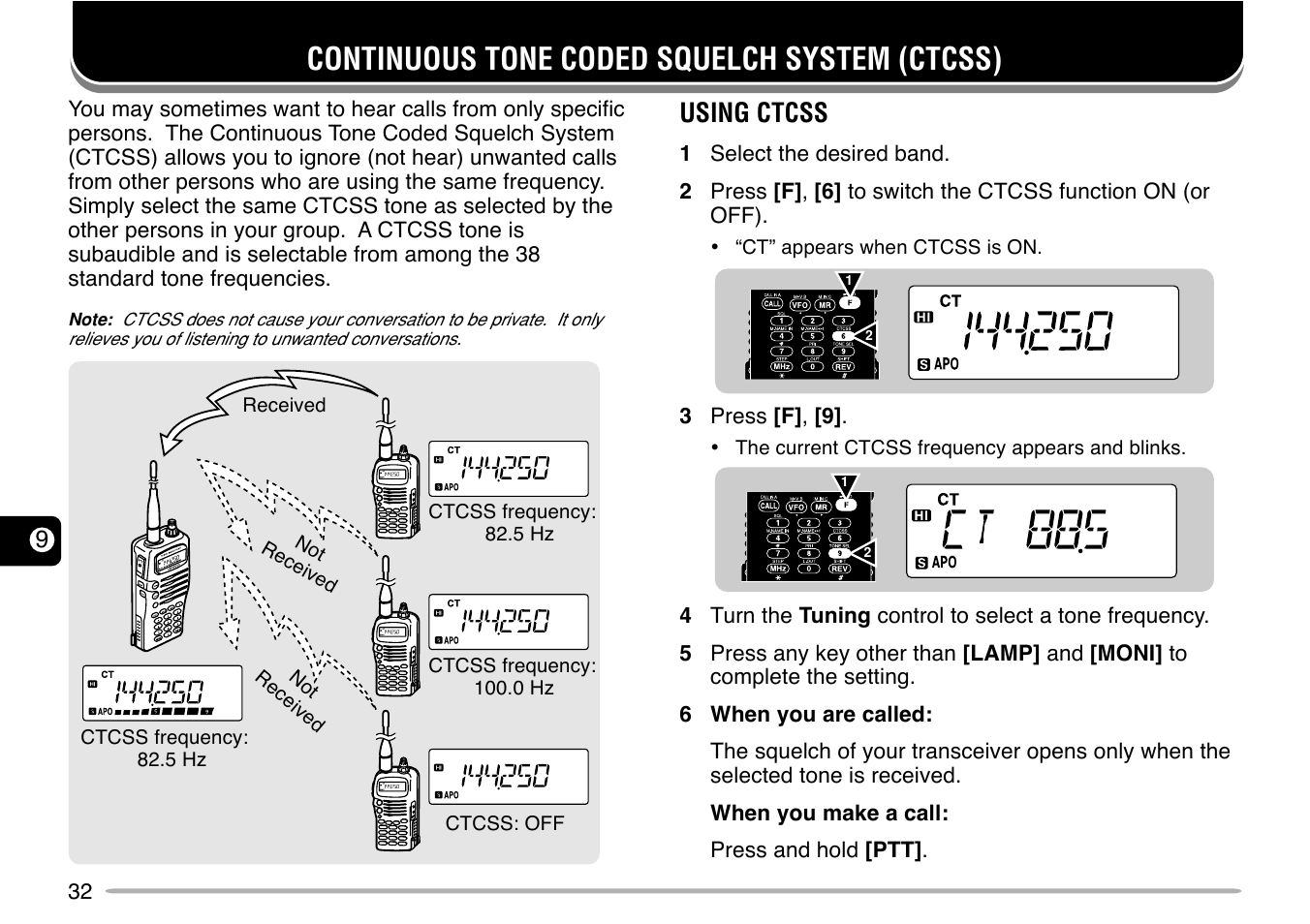 Continuous tone coded squelch system (ctcss), Using ctcss | Kenwood TH-G71E User Manual | Page 38 / 60