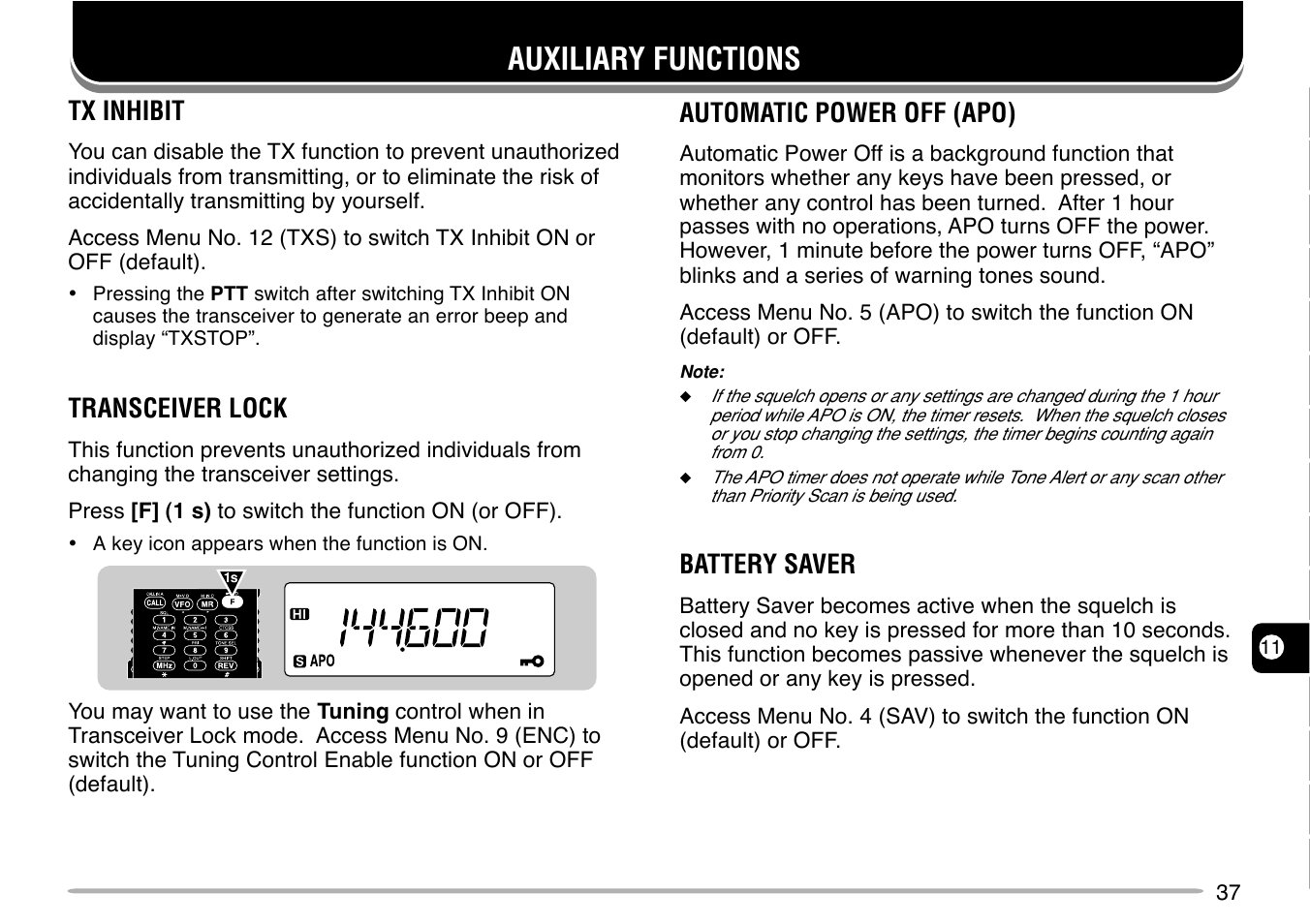 Auxiliary functions | Kenwood TH-G71E User Manual | Page 43 / 60