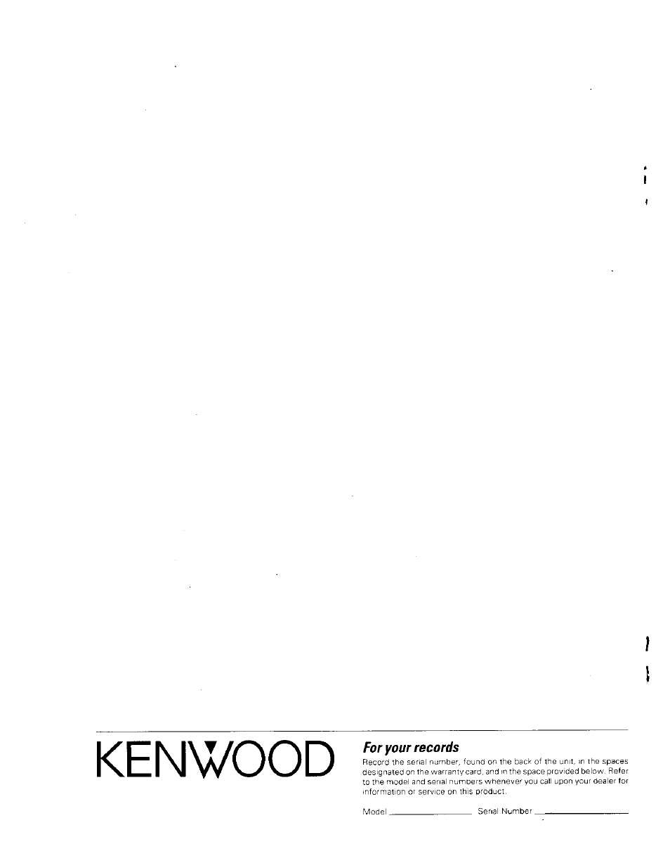 Kenwood, For your records | Kenwood BJV140Z User Manual | Page 54 / 54