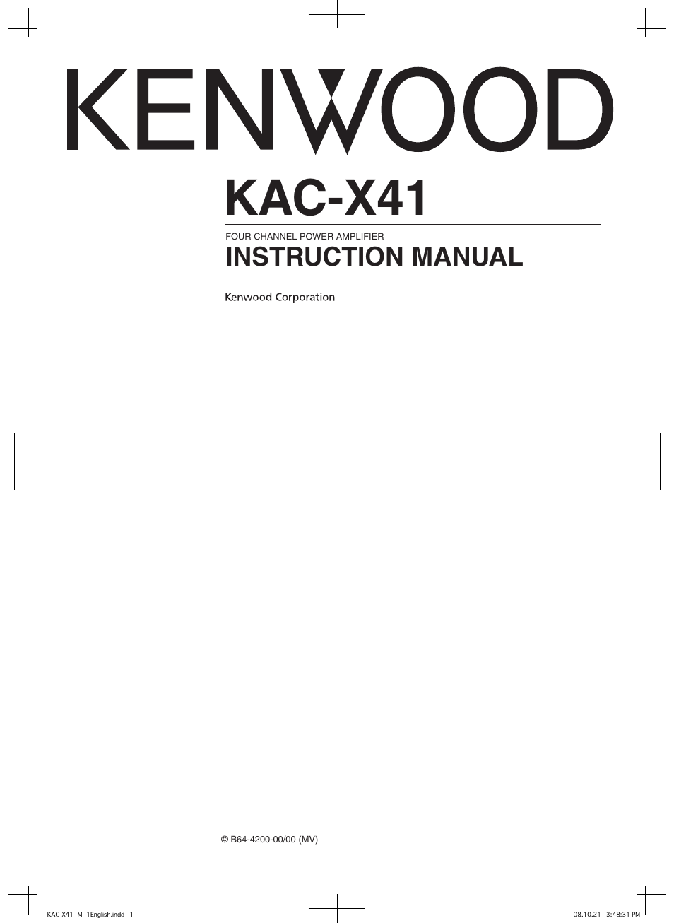 Kenwood KAC-X41 User Manual | 8 pages