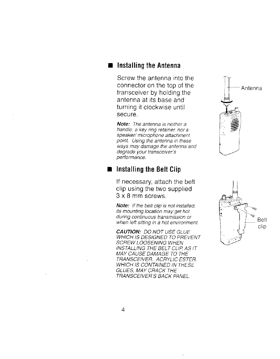 Installing the antenna | Kenwood TK 3100 User Manual | Page 10 / 28