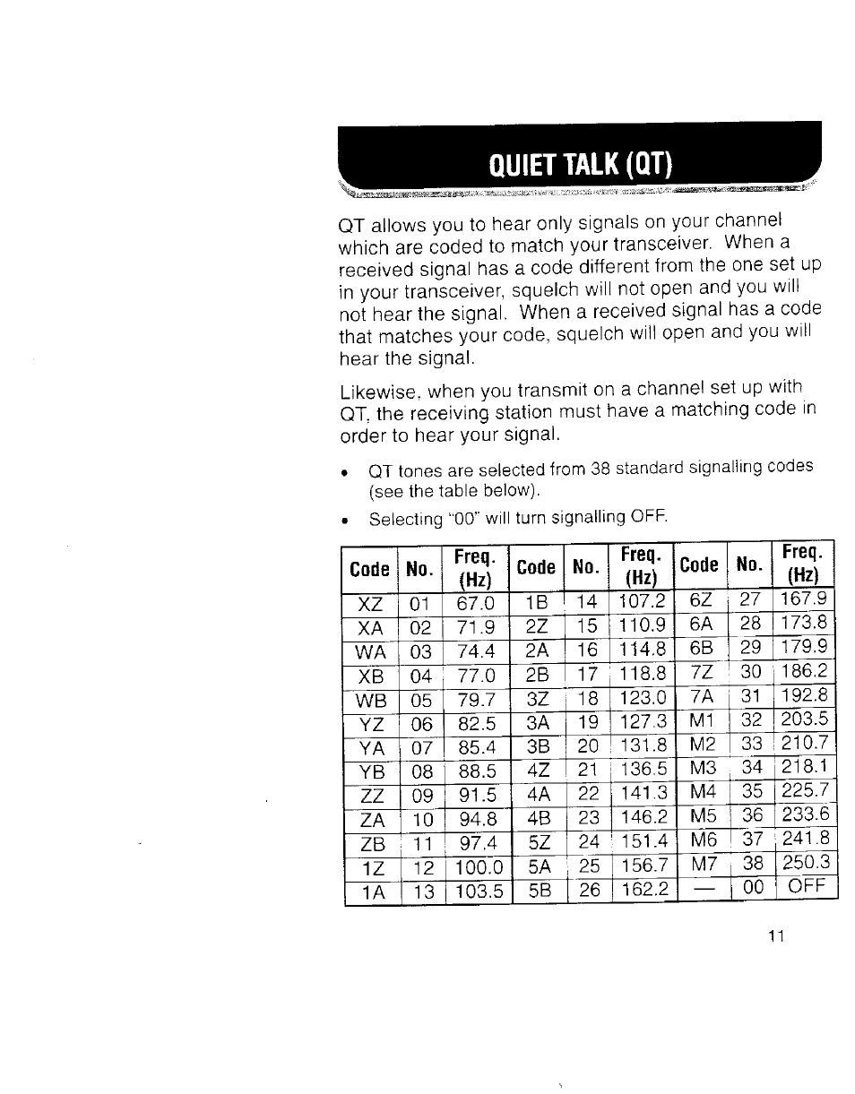 Quiet talk (qt) | Kenwood TK 3100 User Manual | Page 17 / 28