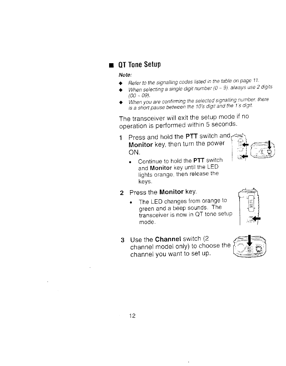 Qt tone setup, Qttone setup | Kenwood TK 3100 User Manual | Page 18 / 28