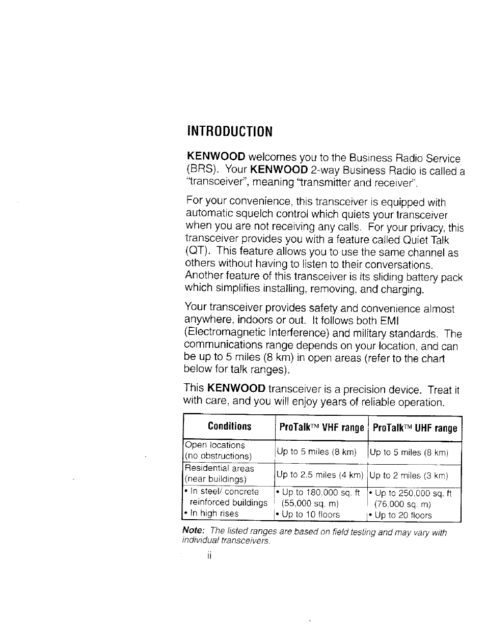 Introduction | Kenwood TK 3100 User Manual | Page 2 / 28