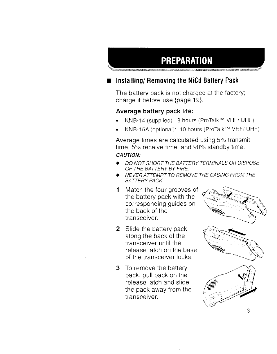 Preparation | Kenwood TK 3100 User Manual | Page 9 / 28