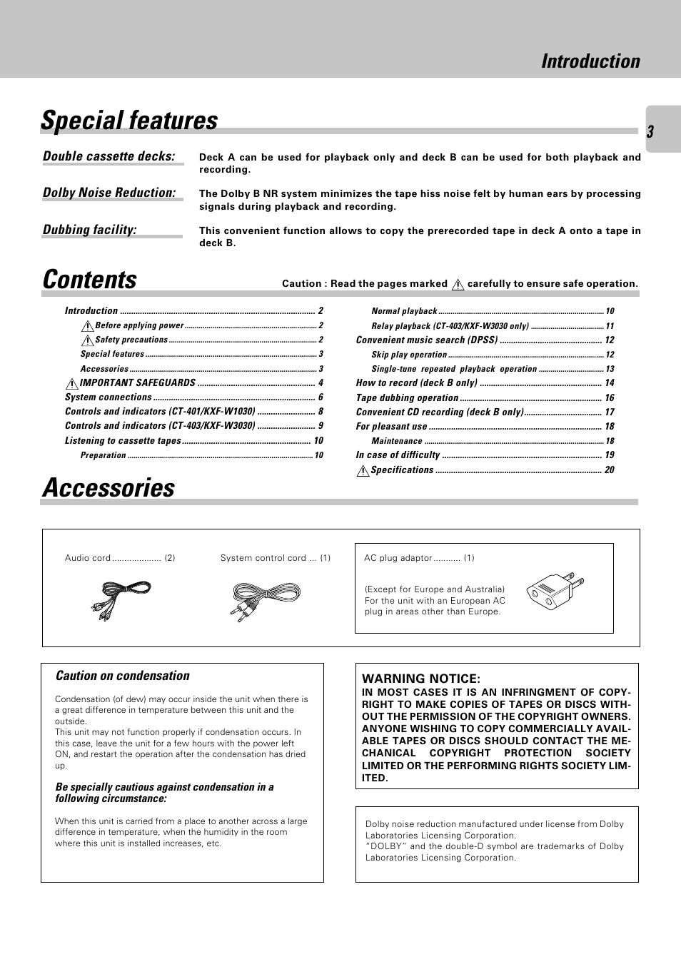 Kenwood CT-403 User Manual | Page 3 / 20