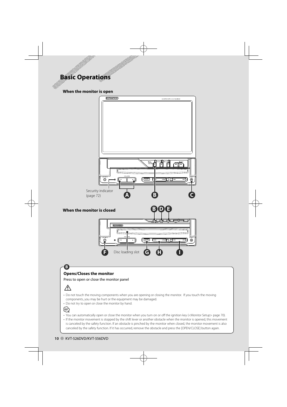 Basic operations | Kenwood KVT-556DVD User Manual | Page 10 / 96