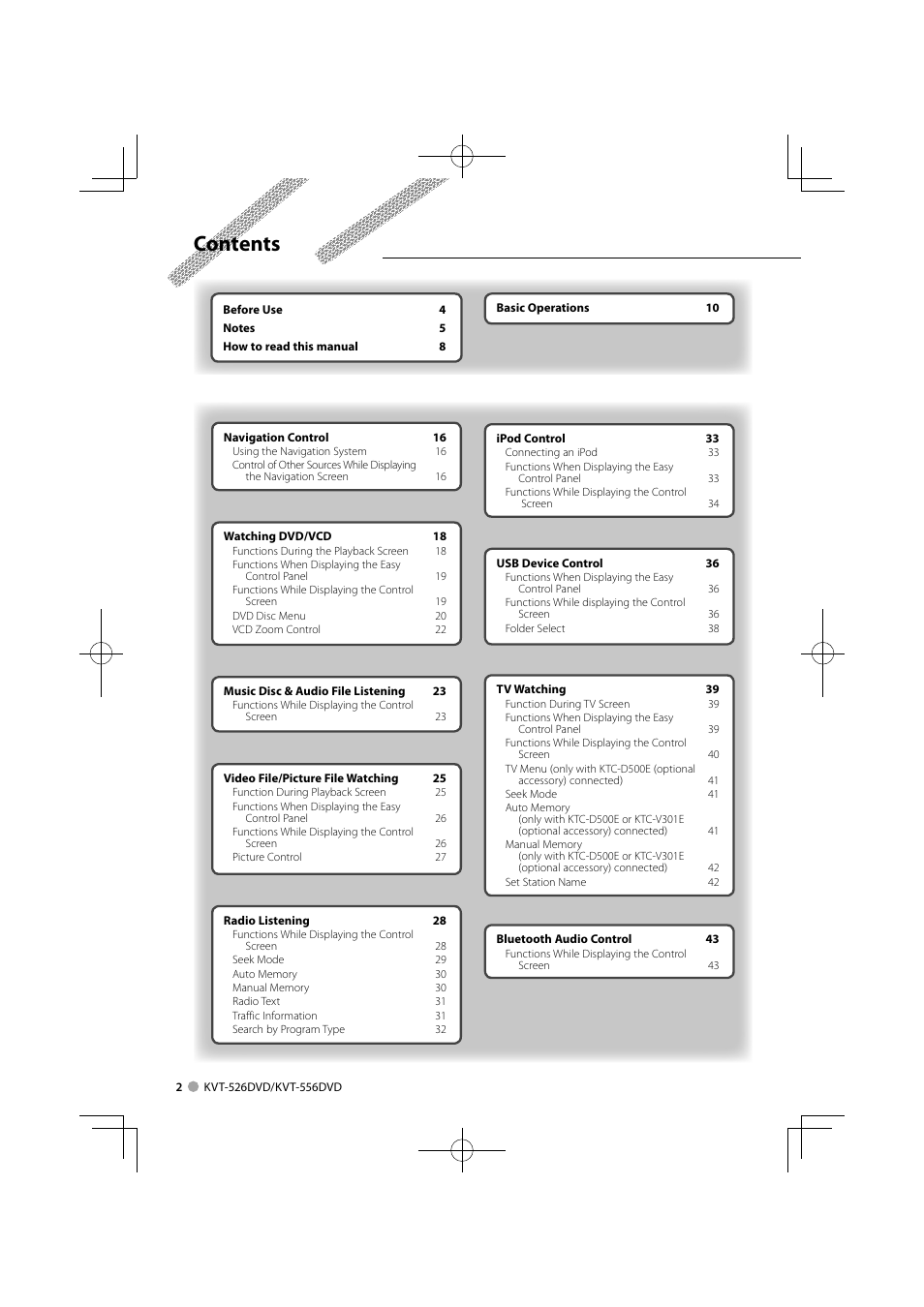 Kenwood KVT-556DVD User Manual | Page 2 / 96