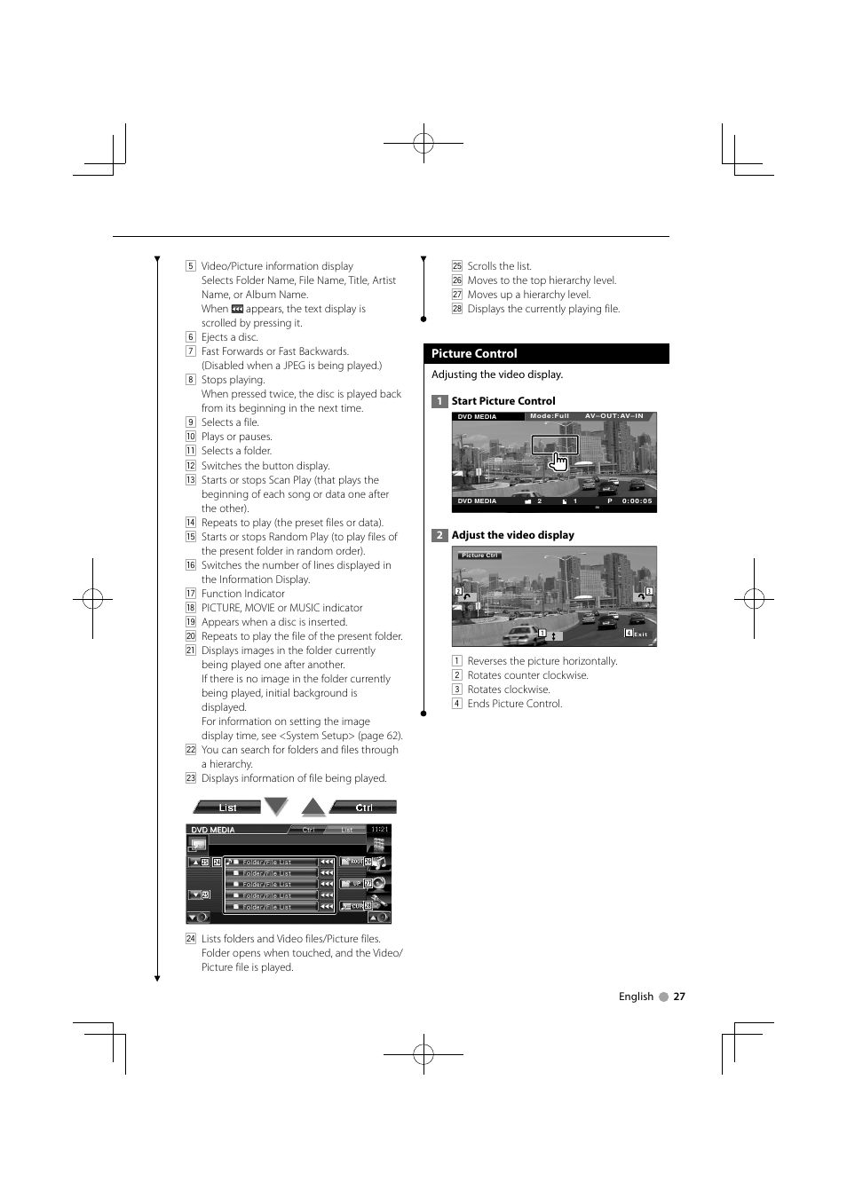 Picture control | Kenwood KVT-556DVD User Manual | Page 27 / 96