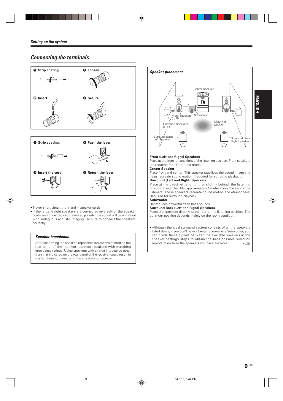 Connecting the terminals | Kenwood KRF-X9080D User Manual | Page 9 / 52