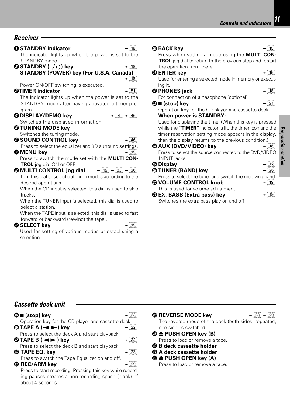 Cassette deck unit, Receiver | Kenwood XD-753 User Manual | Page 11 / 60