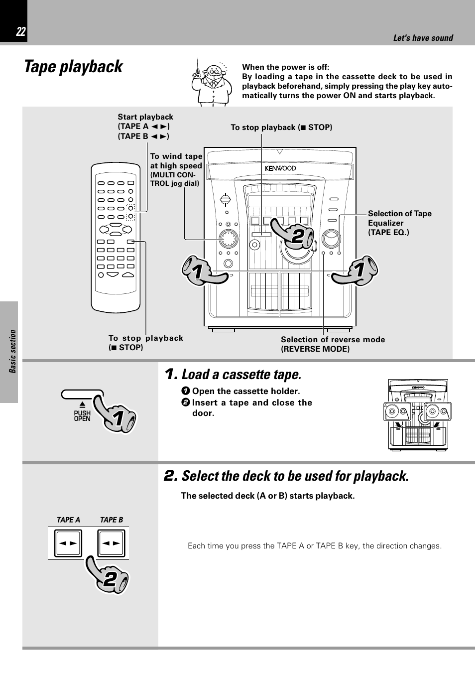 Tape playback | Kenwood XD-753 User Manual | Page 22 / 60