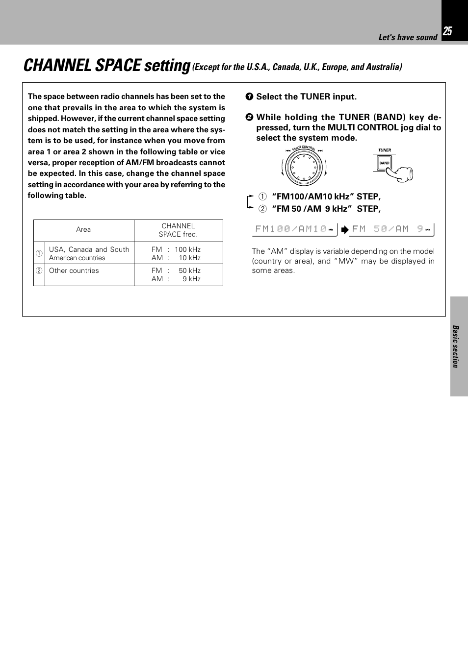 Channel space setting | Kenwood XD-753 User Manual | Page 25 / 60