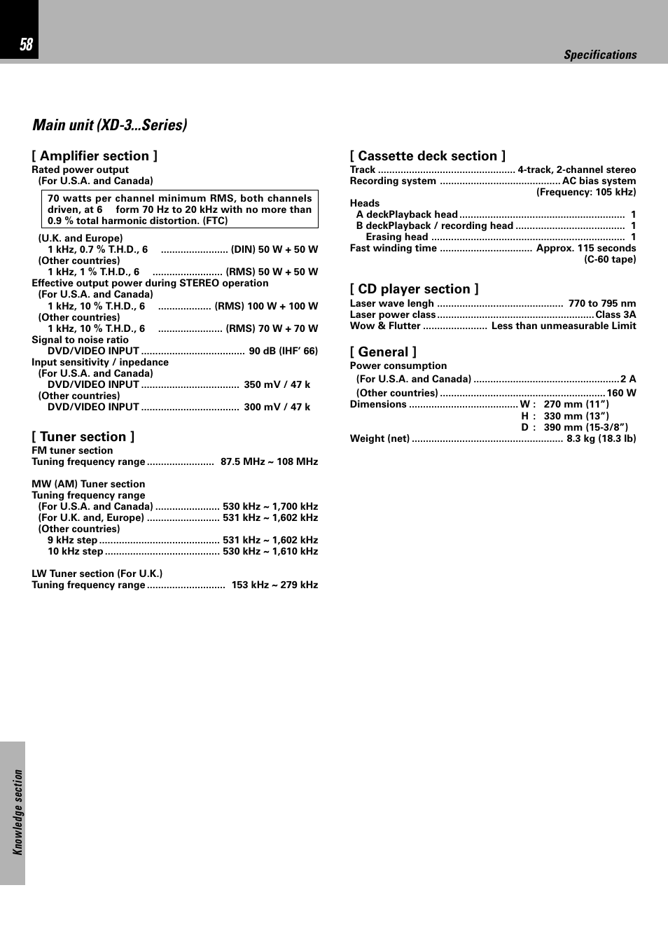 Main unit (xd-3...series), General | Kenwood XD-753 User Manual | Page 58 / 60