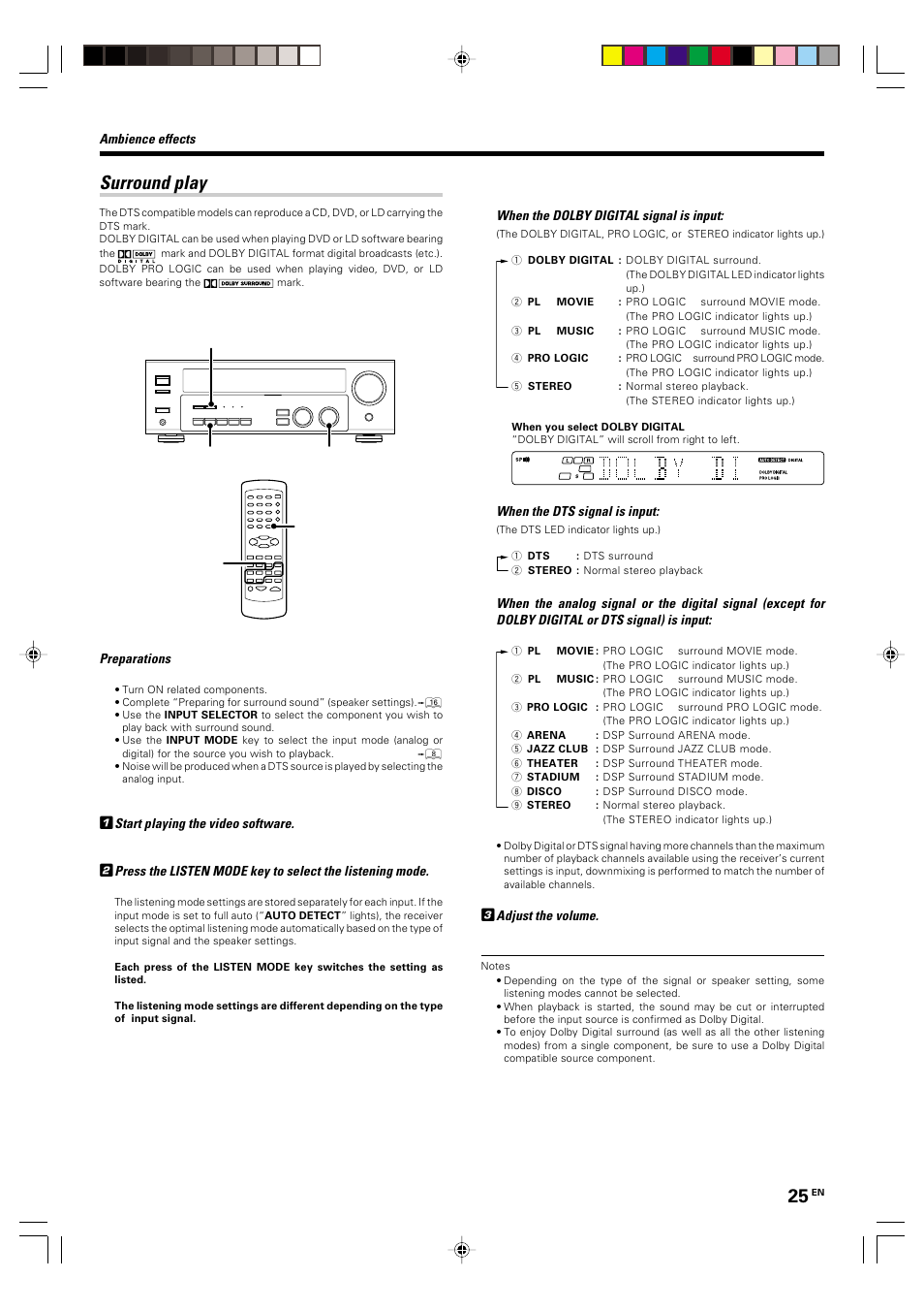 Surround play | Kenwood KRF-V4070D User Manual | Page 25 / 32