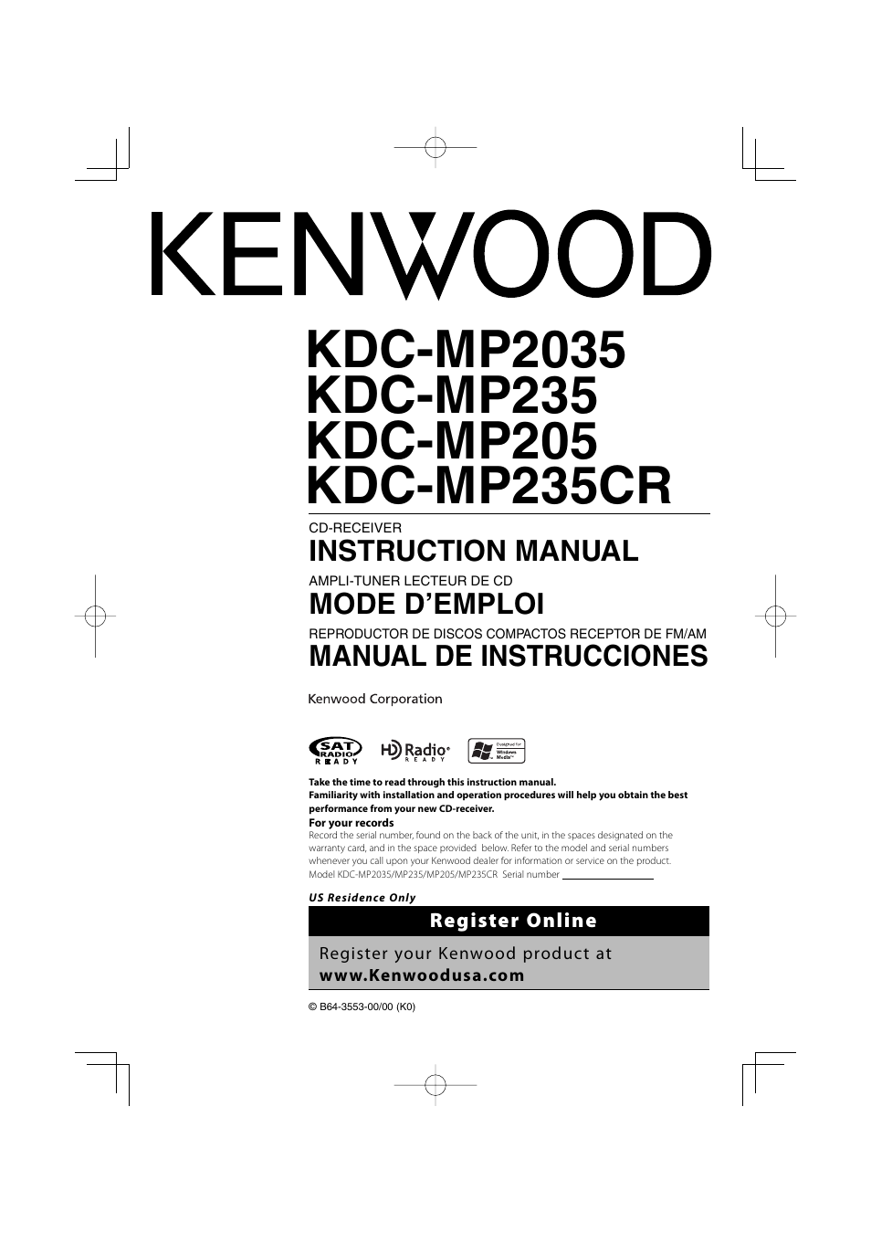 Kenwood KDC-MP205 User Manual | 96 pages