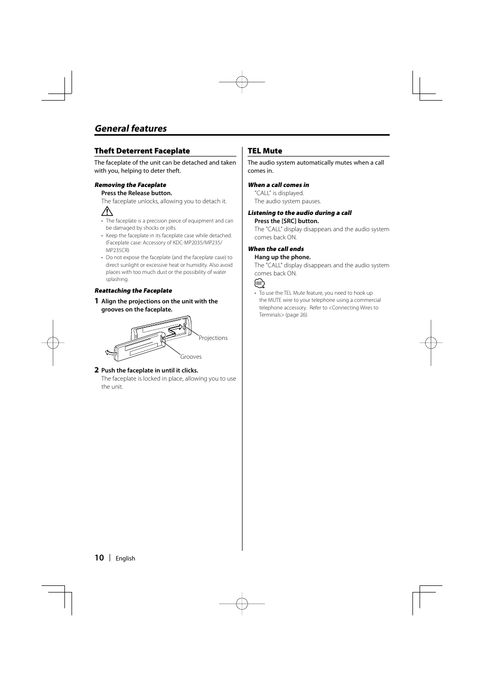 General features | Kenwood KDC-MP205 User Manual | Page 10 / 96