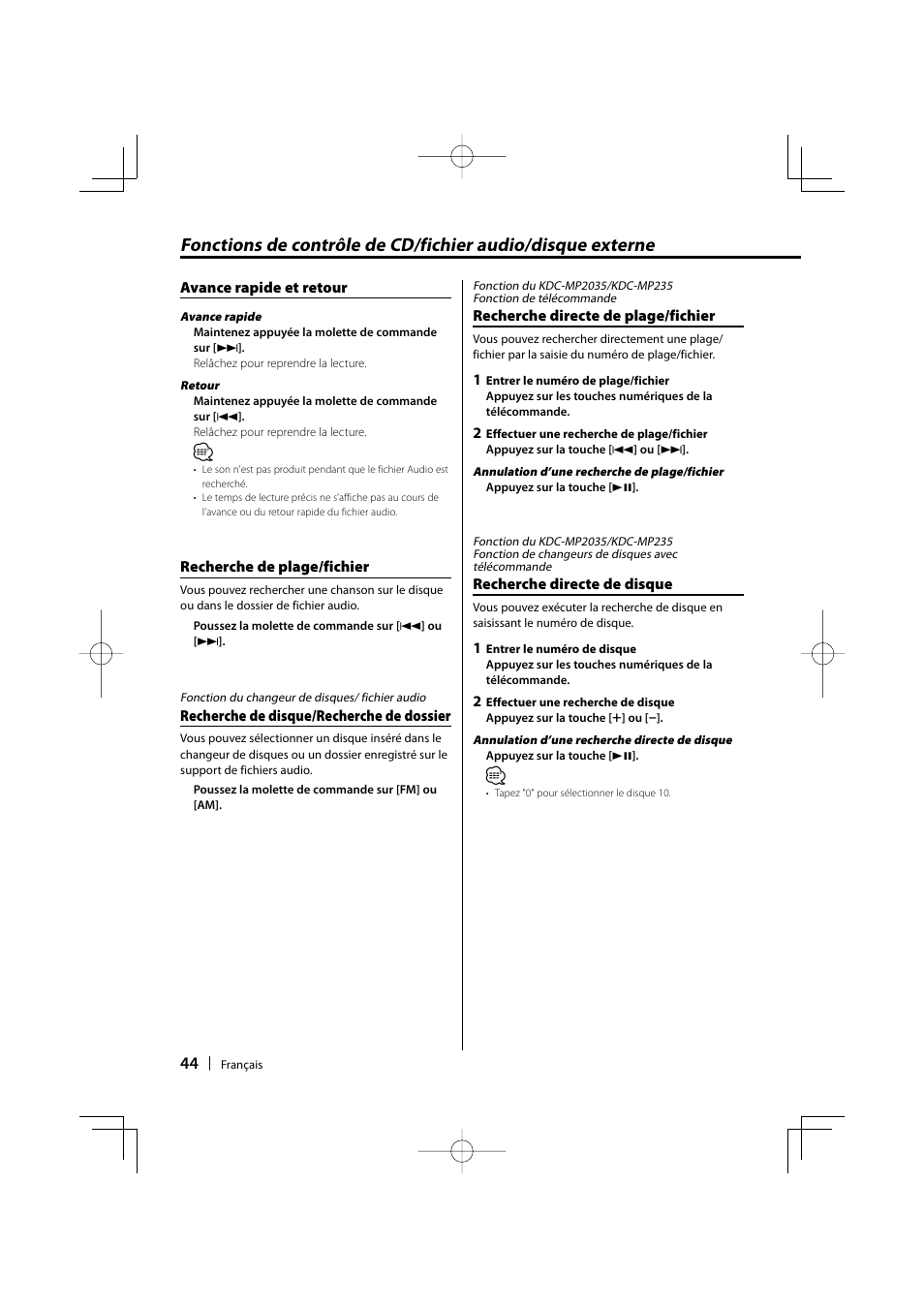 Kenwood KDC-MP205 User Manual | Page 44 / 96