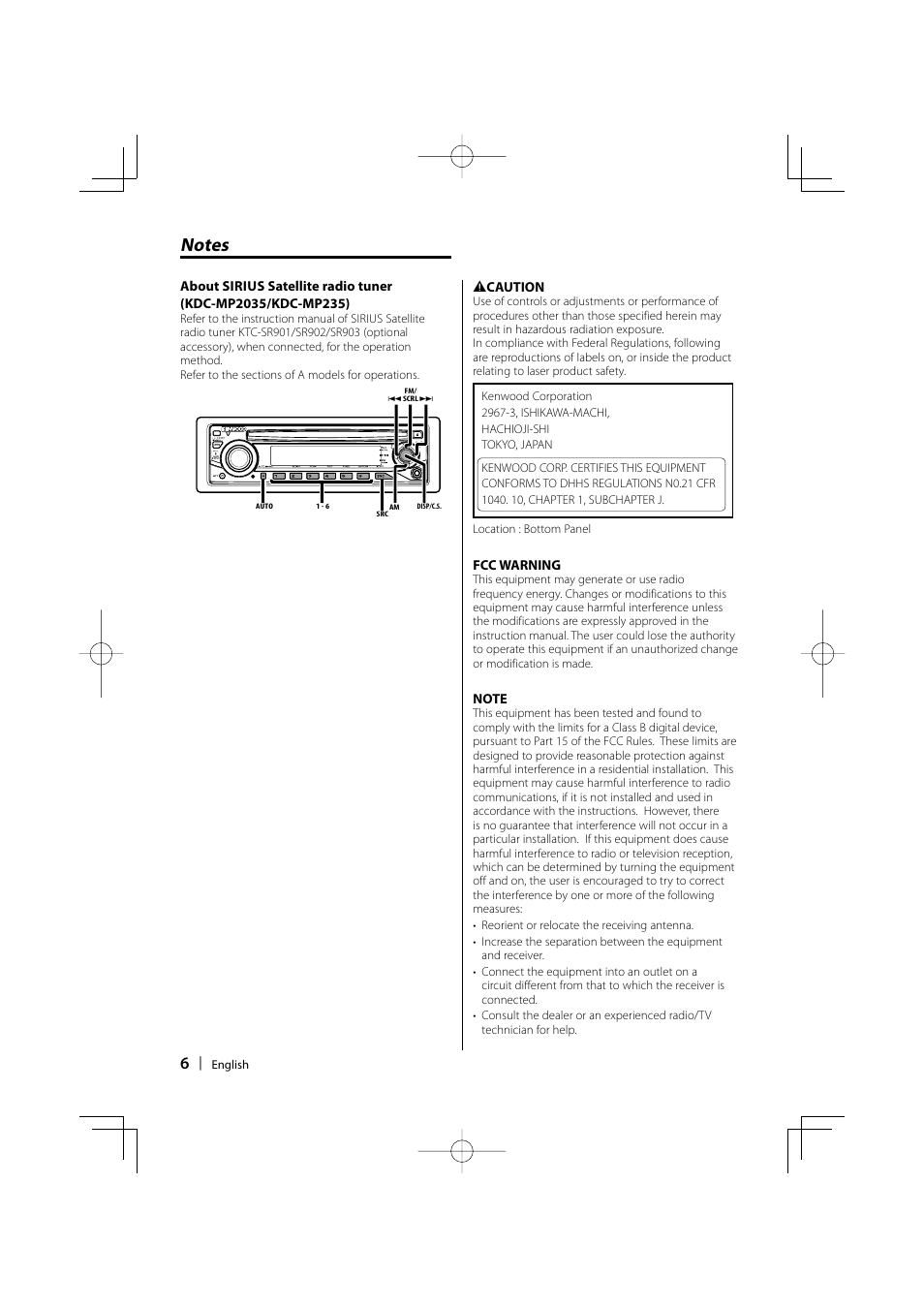 Kenwood KDC-MP205 User Manual | Page 6 / 96