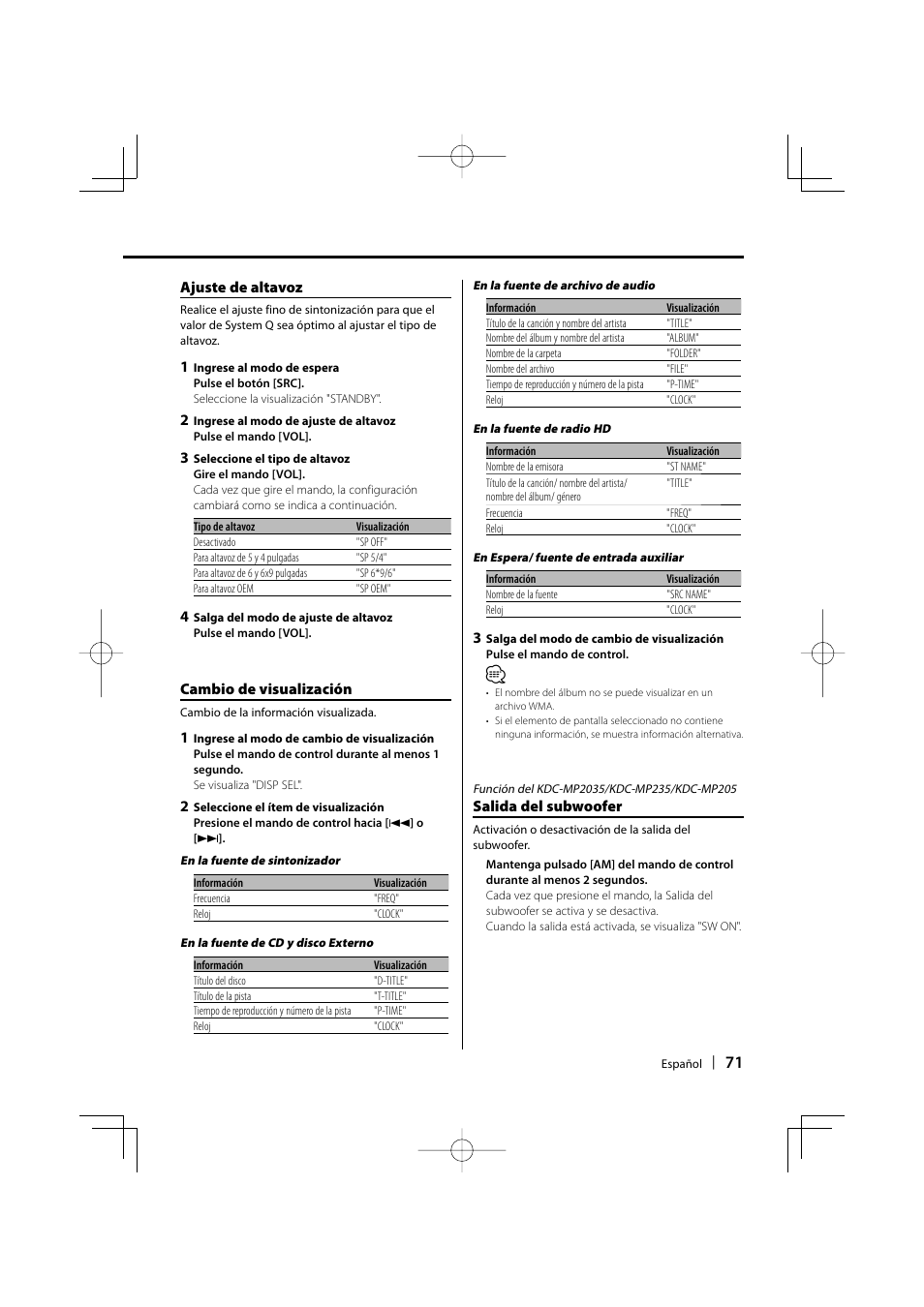 Kenwood KDC-MP205 User Manual | Page 71 / 96