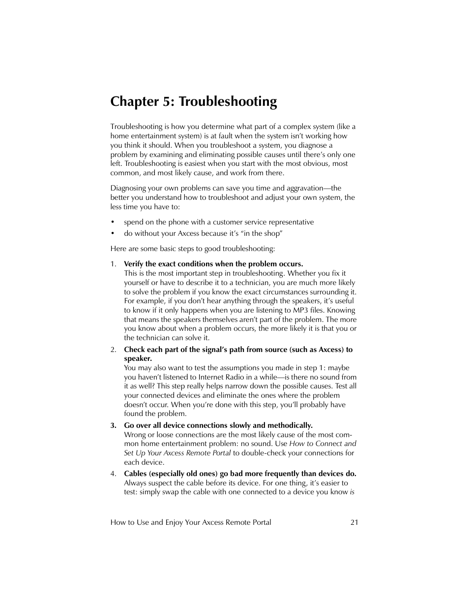 Chapter 5: troubleshooting | Kenwood REMOTE PORTAL AXCESS User Manual | Page 25 / 32