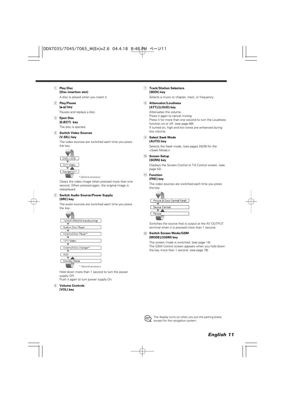 English 11 | Kenwood DDX7045 User Manual | Page 11 / 96