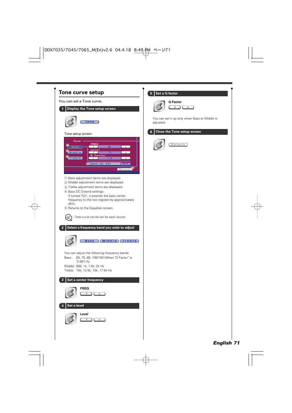 Tone curve setup, English 71 | Kenwood DDX7045 User Manual | Page 71 / 96