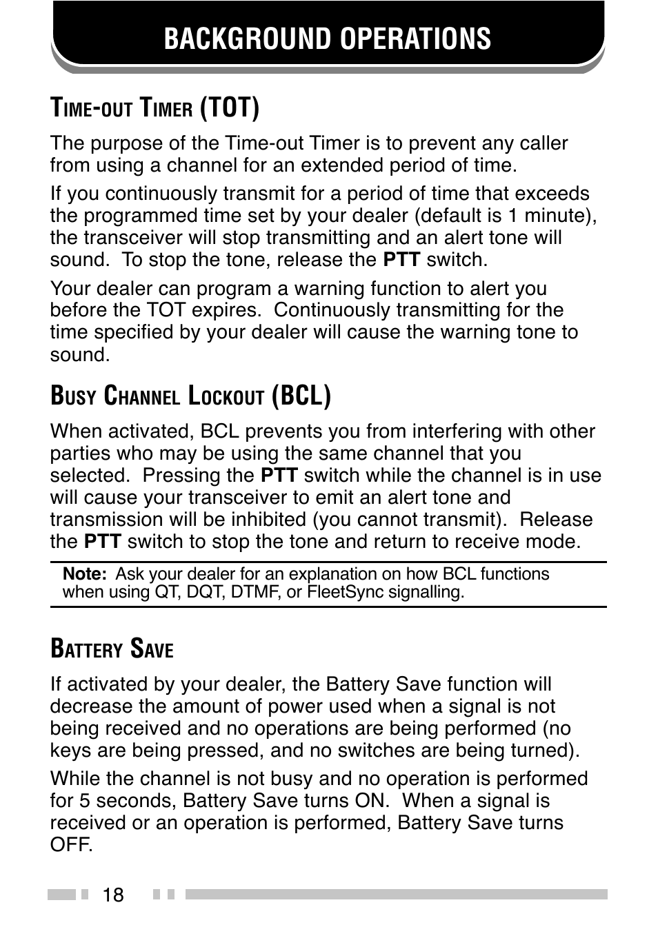 Background operations, Tot), Bcl) | Kenwood TK-3202 User Manual | Page 24 / 27
