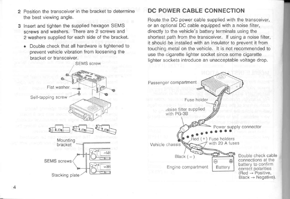 Dc power cable connection | Kenwood TM-451A User Manual | Page 11 / 130