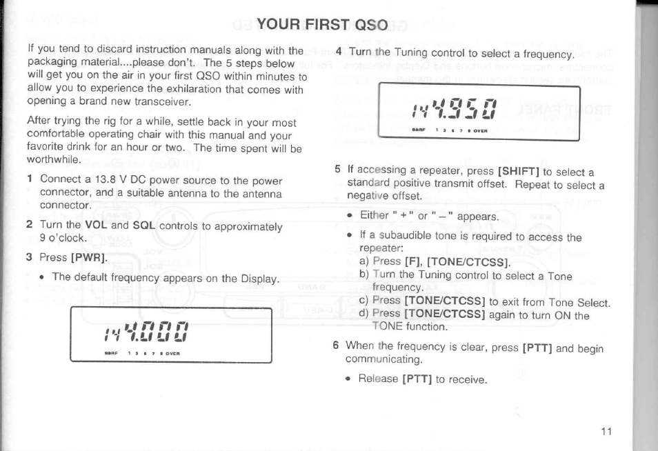 Your first qso | Kenwood TM-451A User Manual | Page 19 / 130