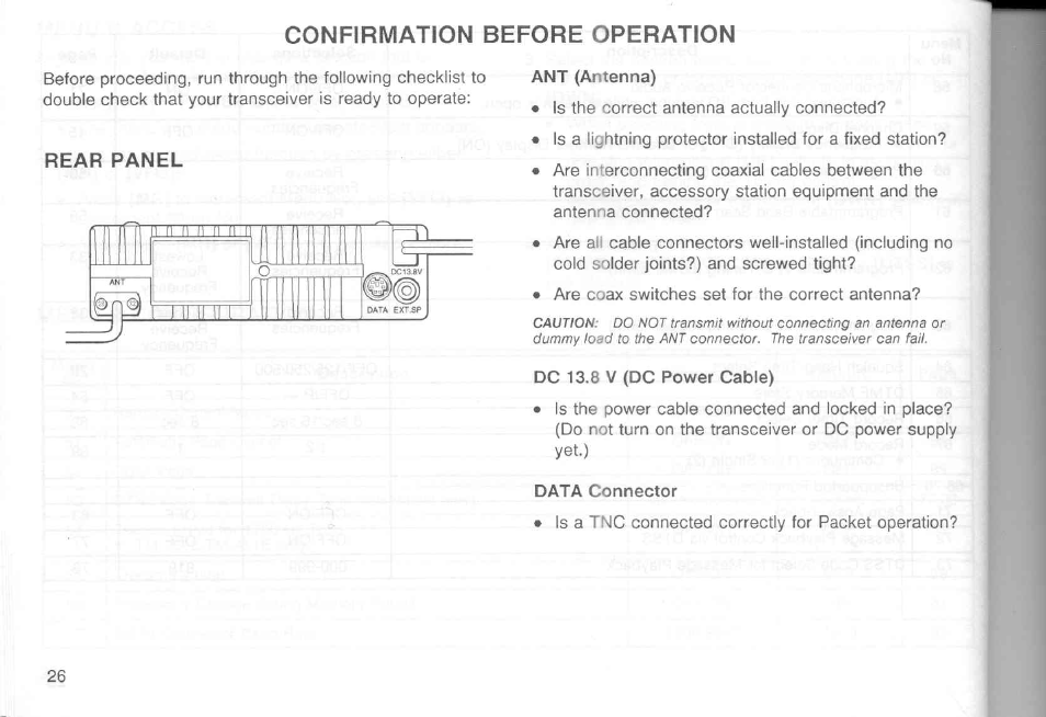 Rear panel, Confirmation before operation | Kenwood TM-451A User Manual | Page 33 / 130