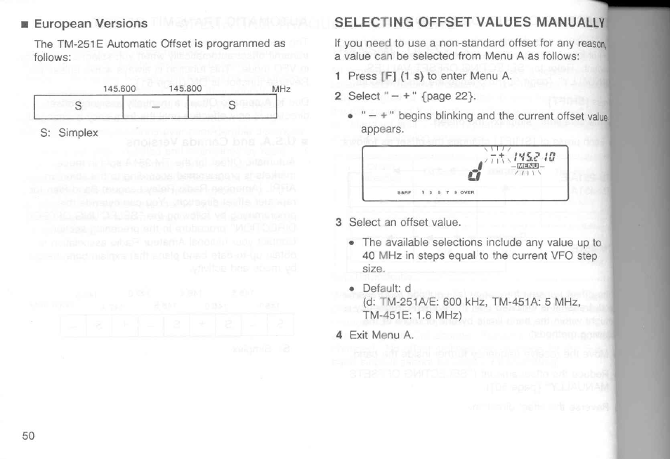 Selecting offset values manually j | Kenwood TM-451A User Manual | Page 57 / 130