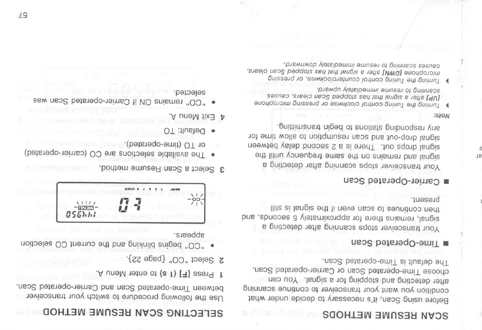 Scan resume methods, Selecting scan resume method, Time-operated scan | Carrier-operated scan, Scan resume methods selecting scan resume method | Kenwood TM-451A User Manual | Page 64 / 130