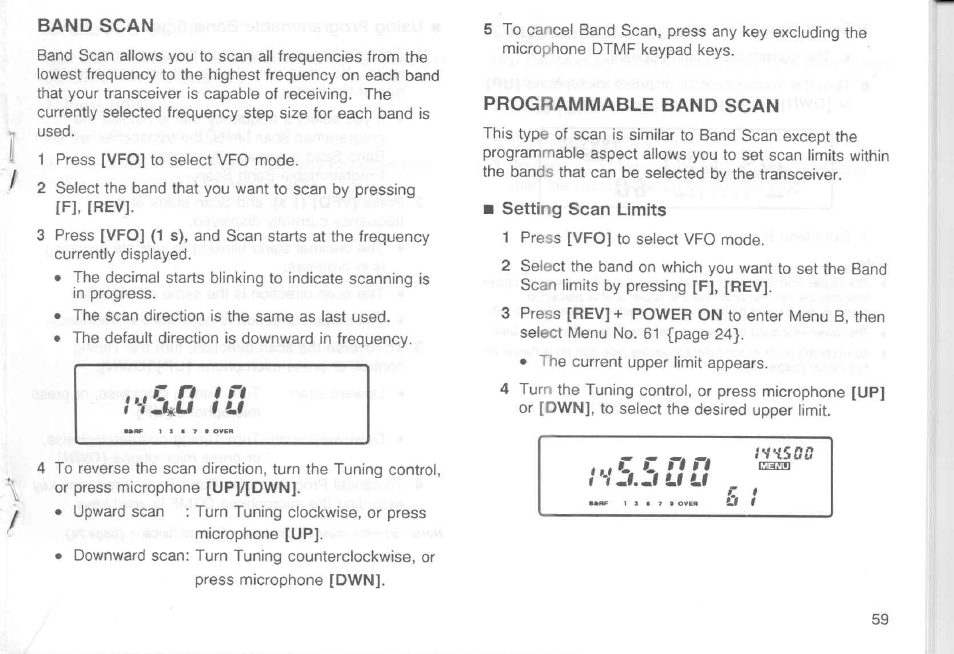 Programmable band scan, Setting scan limits | Kenwood TM-451A User Manual | Page 66 / 130