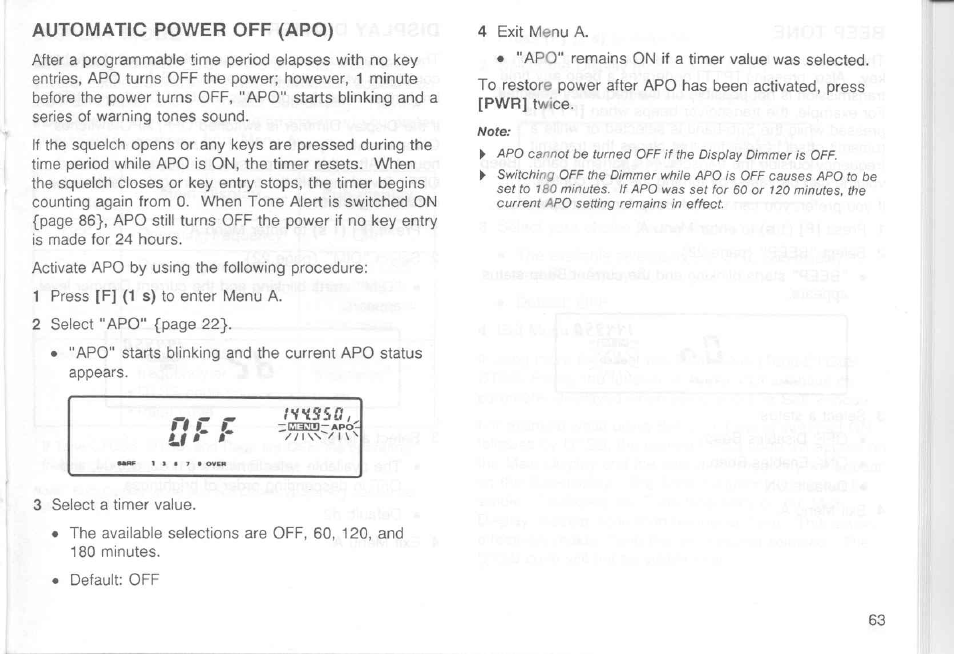 Automatic power off (apo) | Kenwood TM-451A User Manual | Page 70 / 130