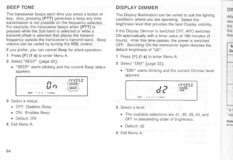 Beep tone display dimmer | Kenwood TM-451A User Manual | Page 71 / 130